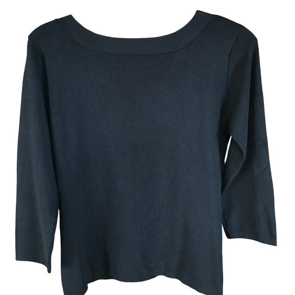 Joseph A. Viscose Blend Sweater: Vintage, Jeweled Buckle Embellishment Black S/M - Picture 2 of 8